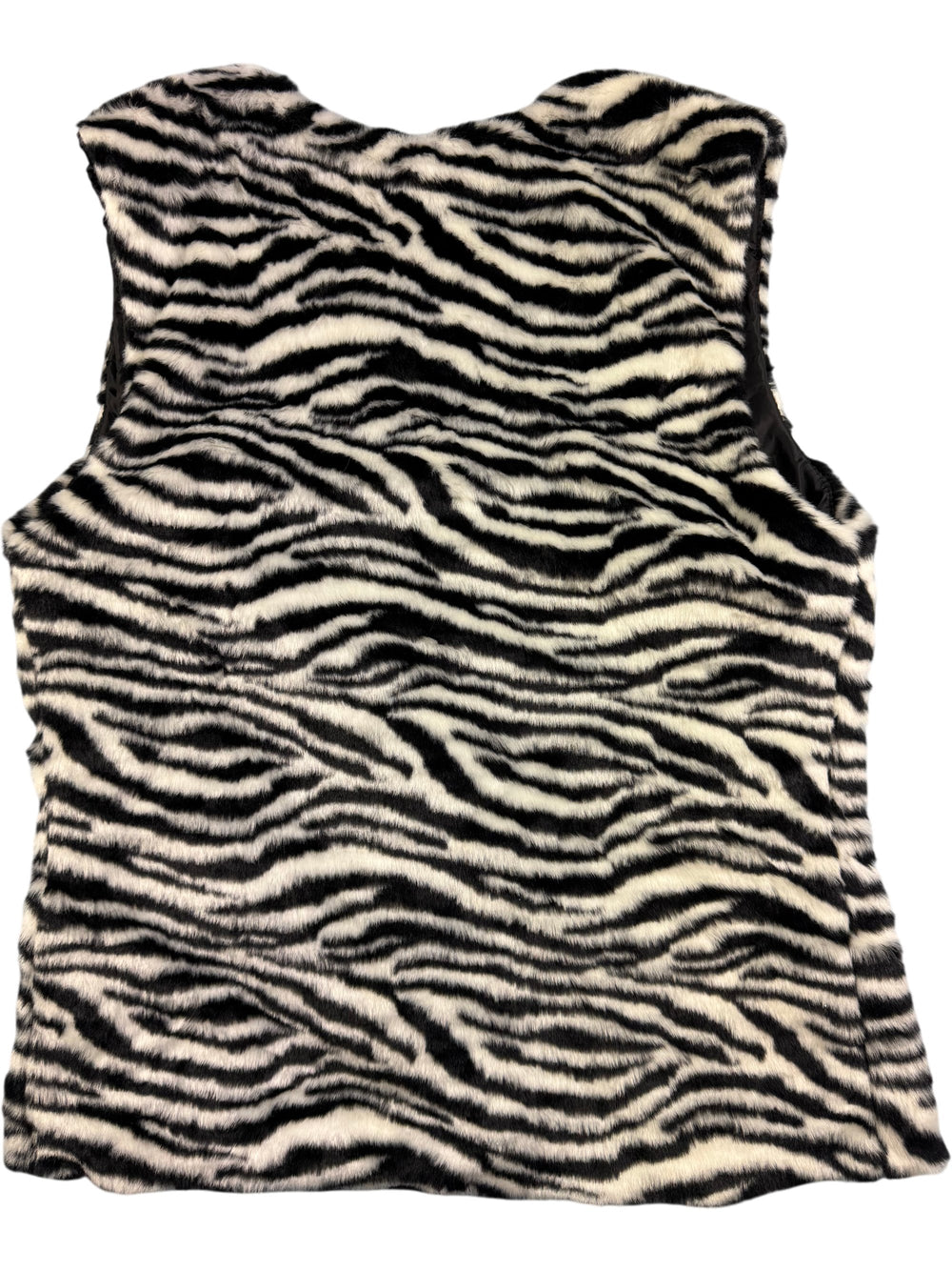 Zebra Faux Fur Vest - M - Think Vintage Online Ltd