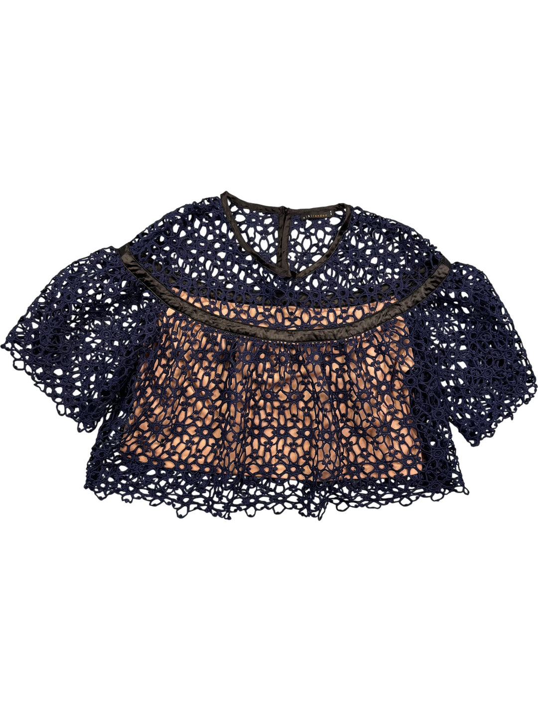 Zibi London Crochet Short Sleeved Top - M - Think Vintage