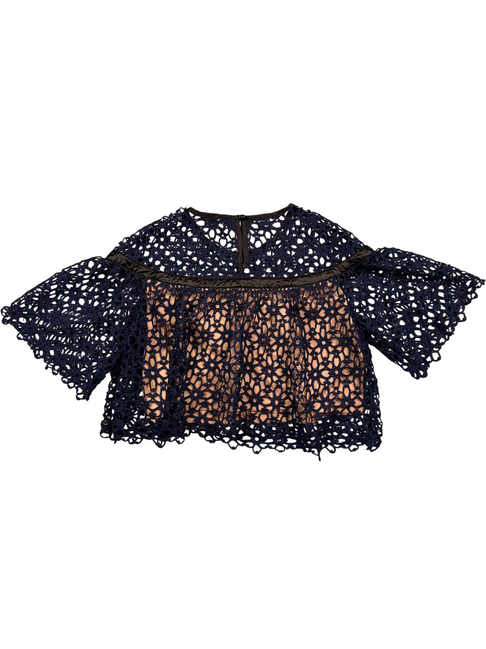 Zibi London Crochet Short Sleeved Top - M - Think Vintage