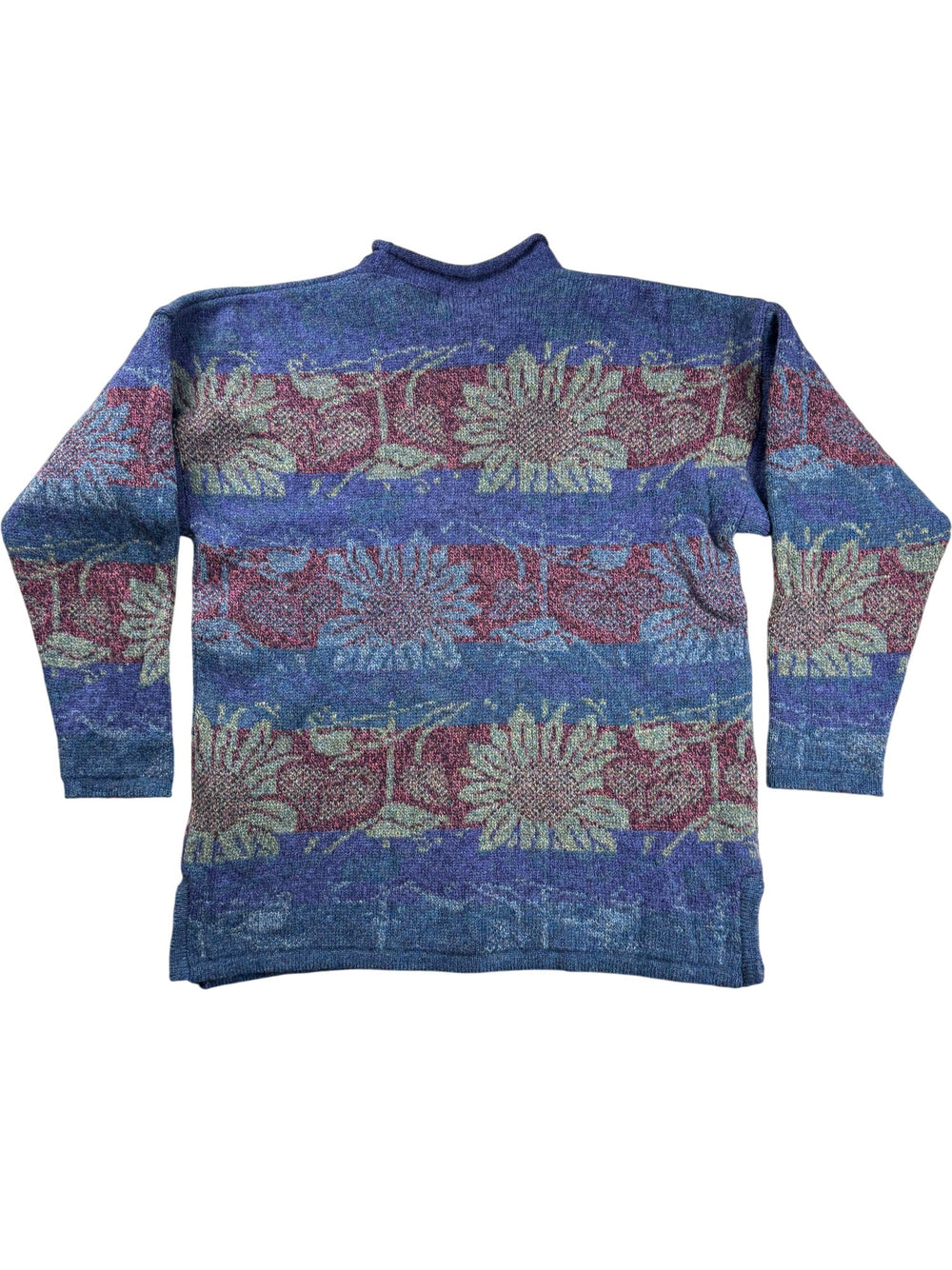 Zig Zag Designer Knitwear Floral Jumper - L - Think Vintage ltd