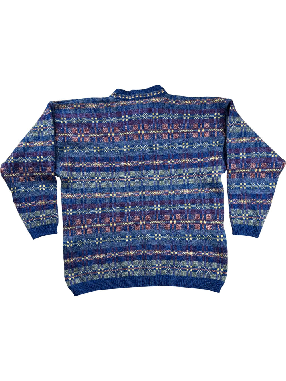 Zig Zag Designer Knitwear Multicoloured Wool Jumper - L - Think Vintage ltd