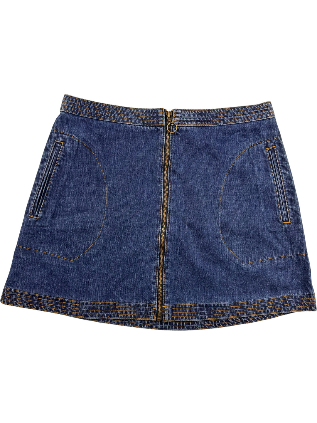 Zip Front Denim Skirt - M - Think Vintage Online Ltd