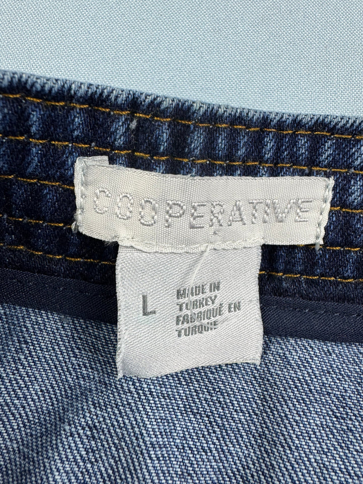 Zip Front Denim Skirt - M - Think Vintage ltd