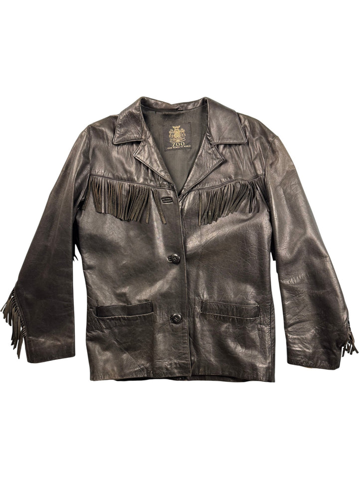Zoo Leather Fringe Jacket - M - Think Vintage ltd
