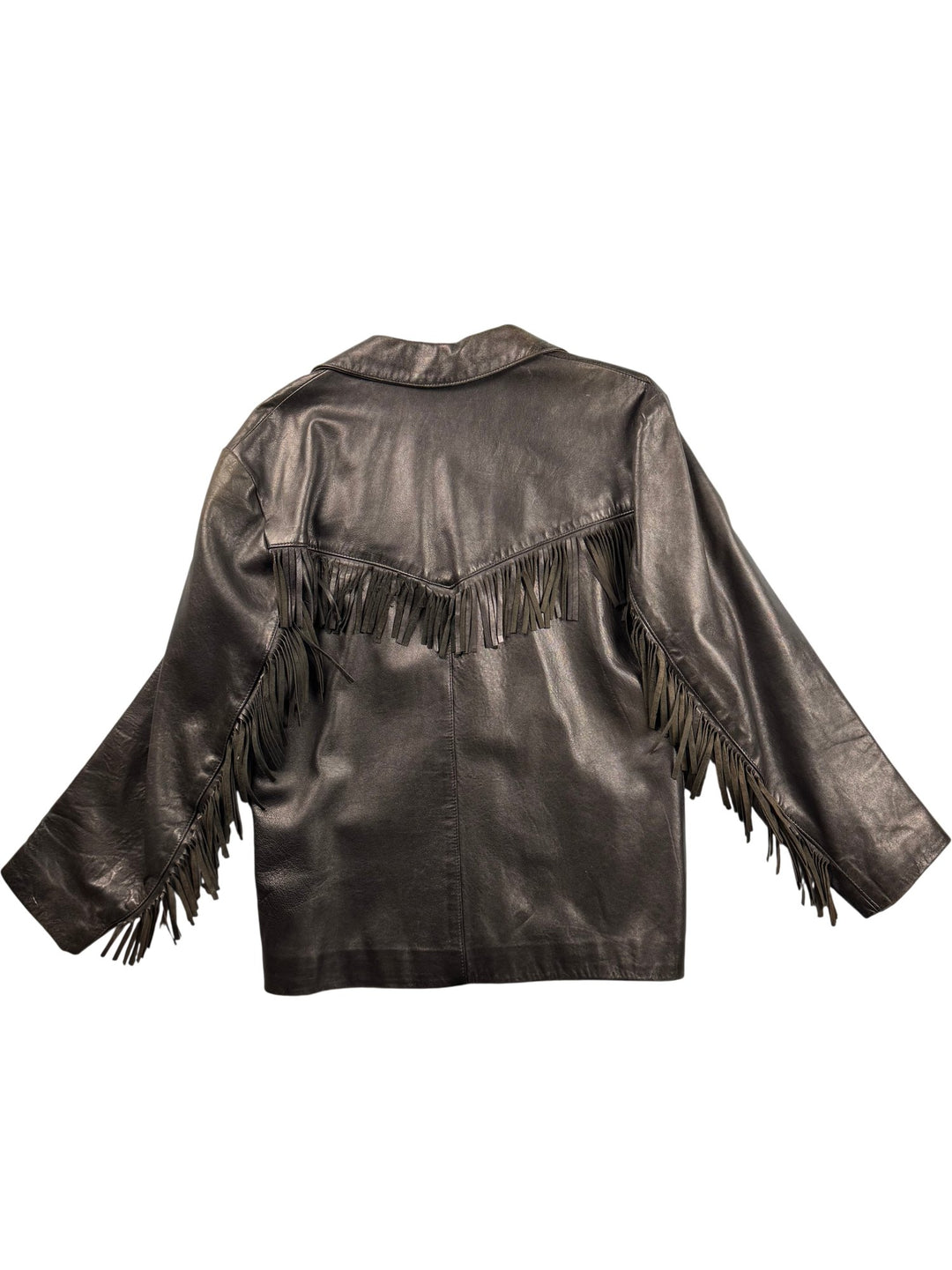 Zoo Leather Fringe Jacket - M - Think Vintage ltd