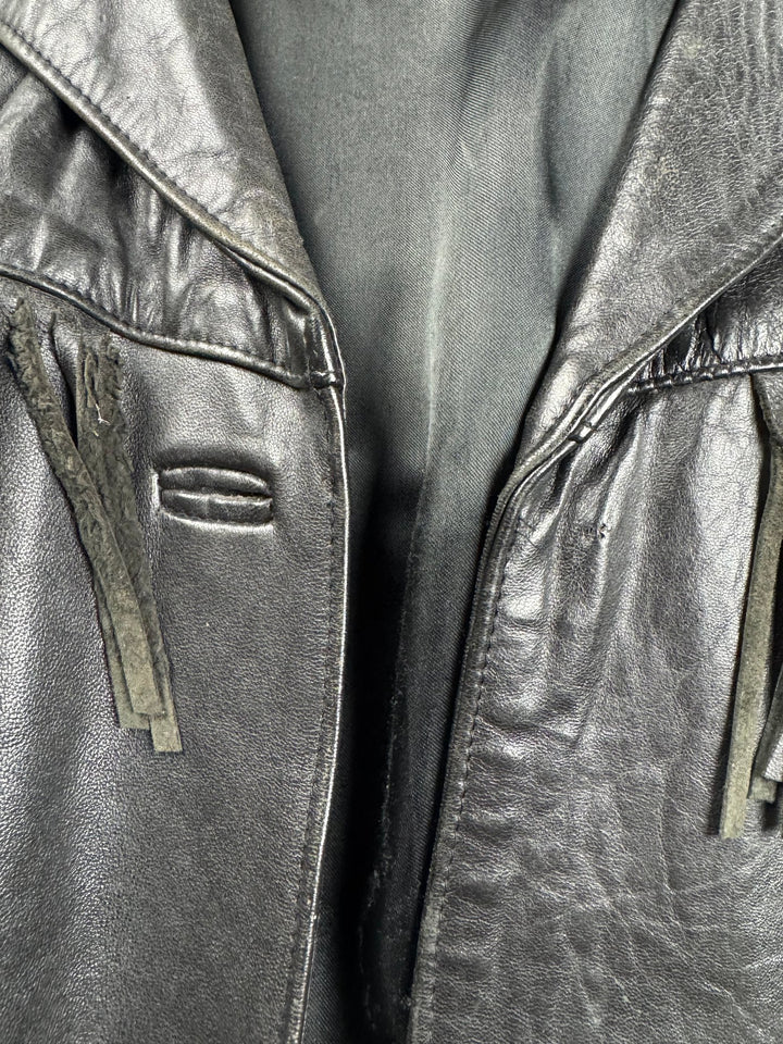 Zoo Leather Fringe Jacket - M - Think Vintage ltd