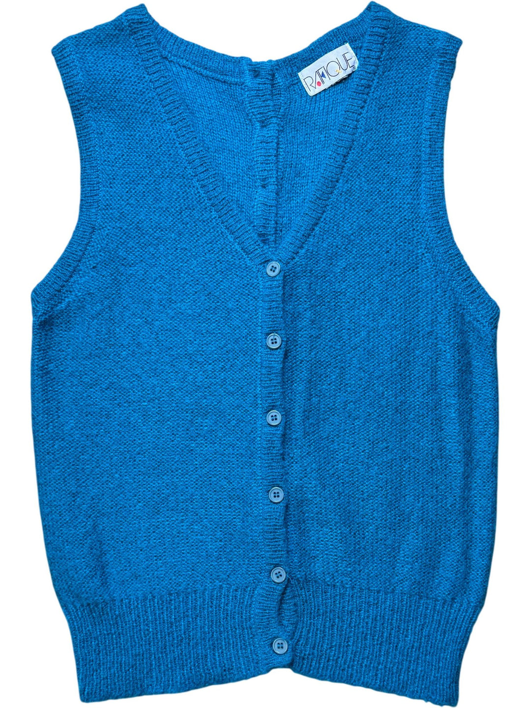 Blue Button-Up Knit Vest