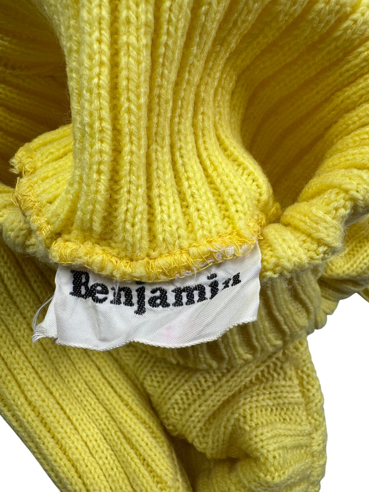 Benjamin Yellow Ribbed Turtleneck Sweater - S - Think Vintage