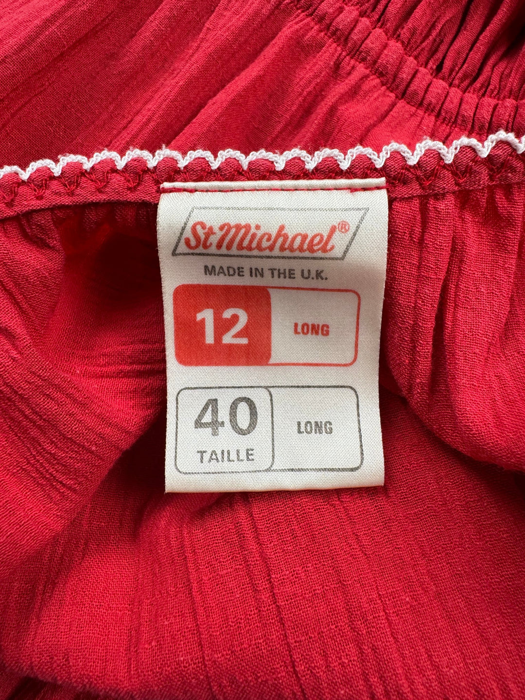 St Michael Red Embroidered Dress - M - Think Vintage