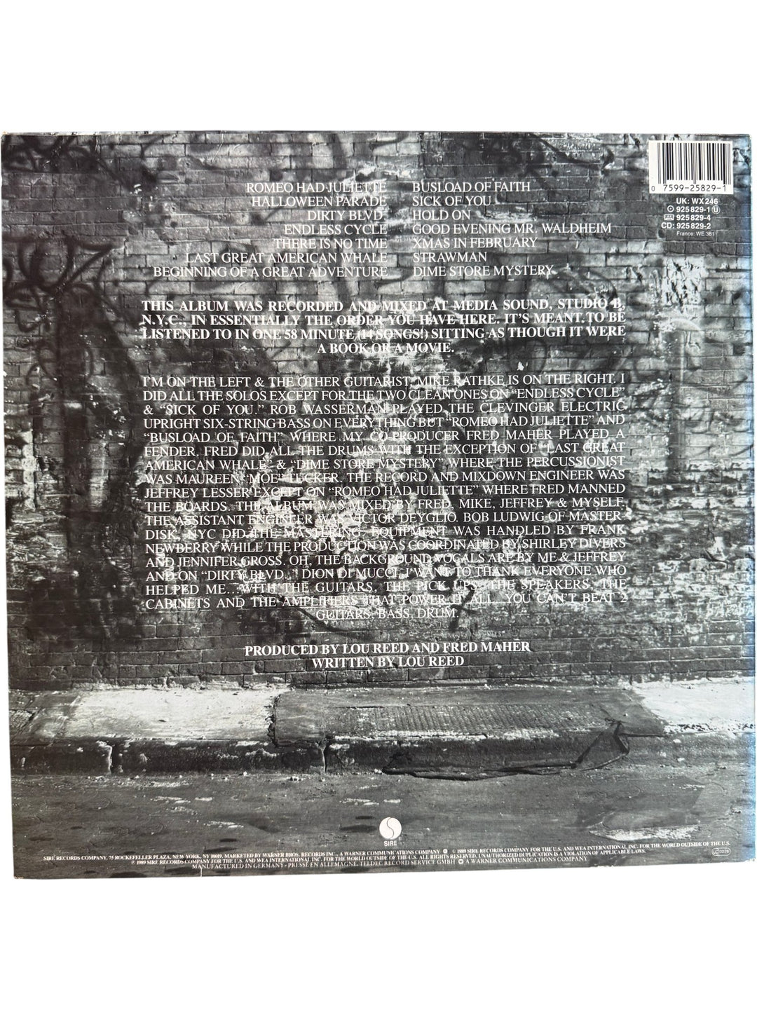 Lou Reed New York Album Record - Good