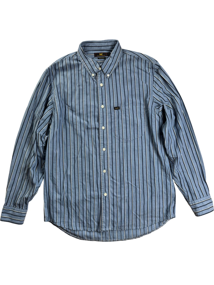 Lee Blue Striped Long Sleeve Shirt - M