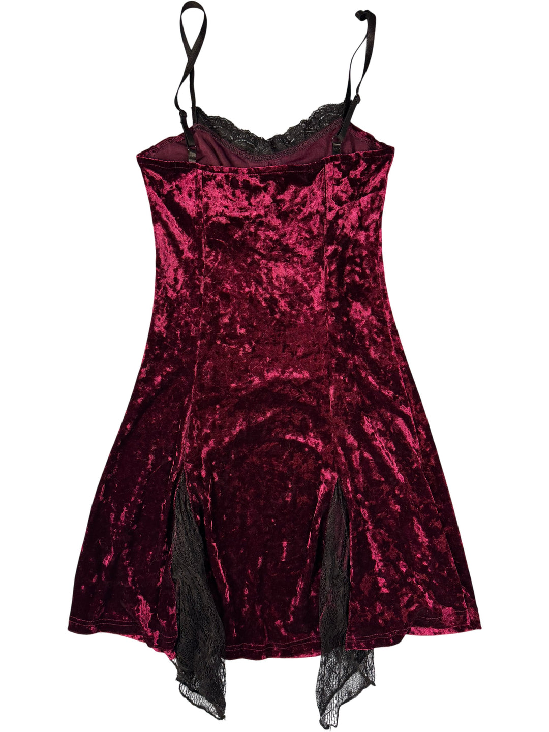 Red Velvet Lace Trim Dress  - M