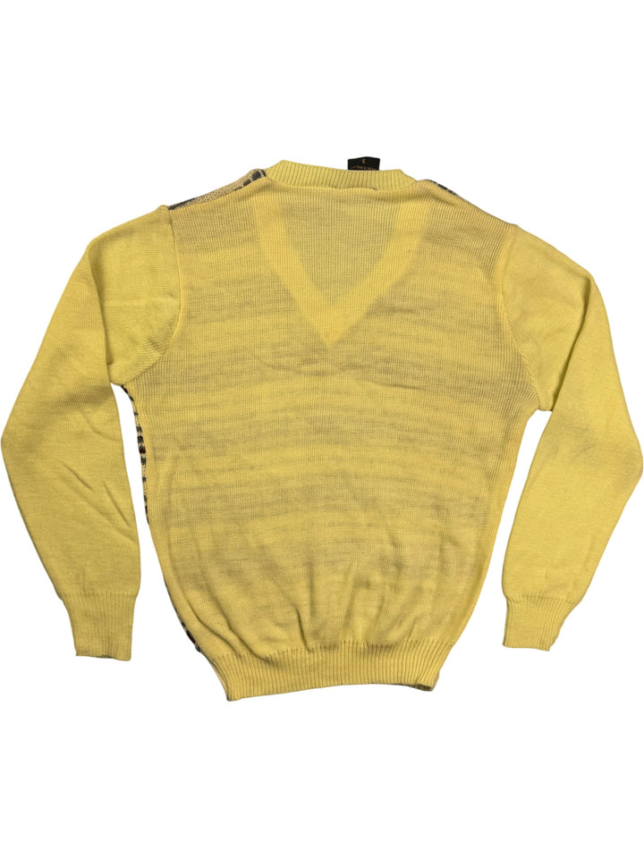 Vintage Acrylic V-Neck Sweater - M