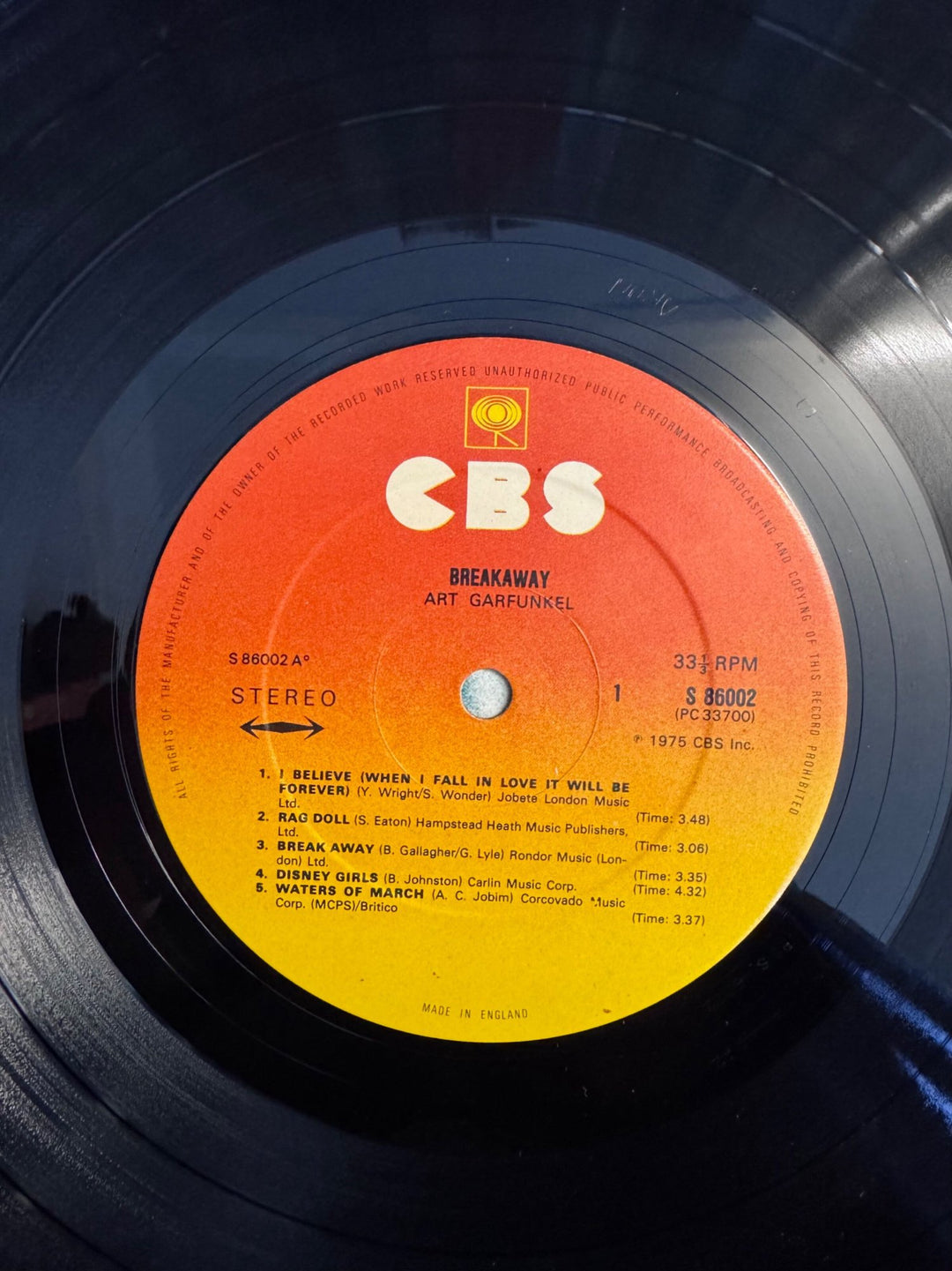 1975 Breakaway Vinyl Record Album- Very Good