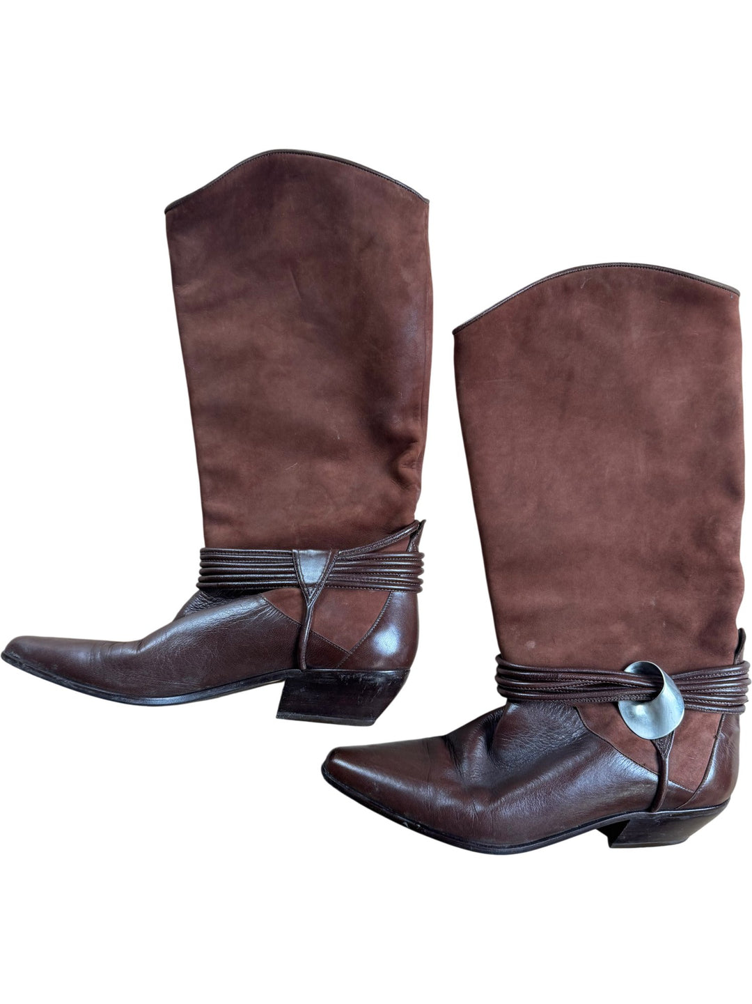Italian Leather Brown Western Boots - 8