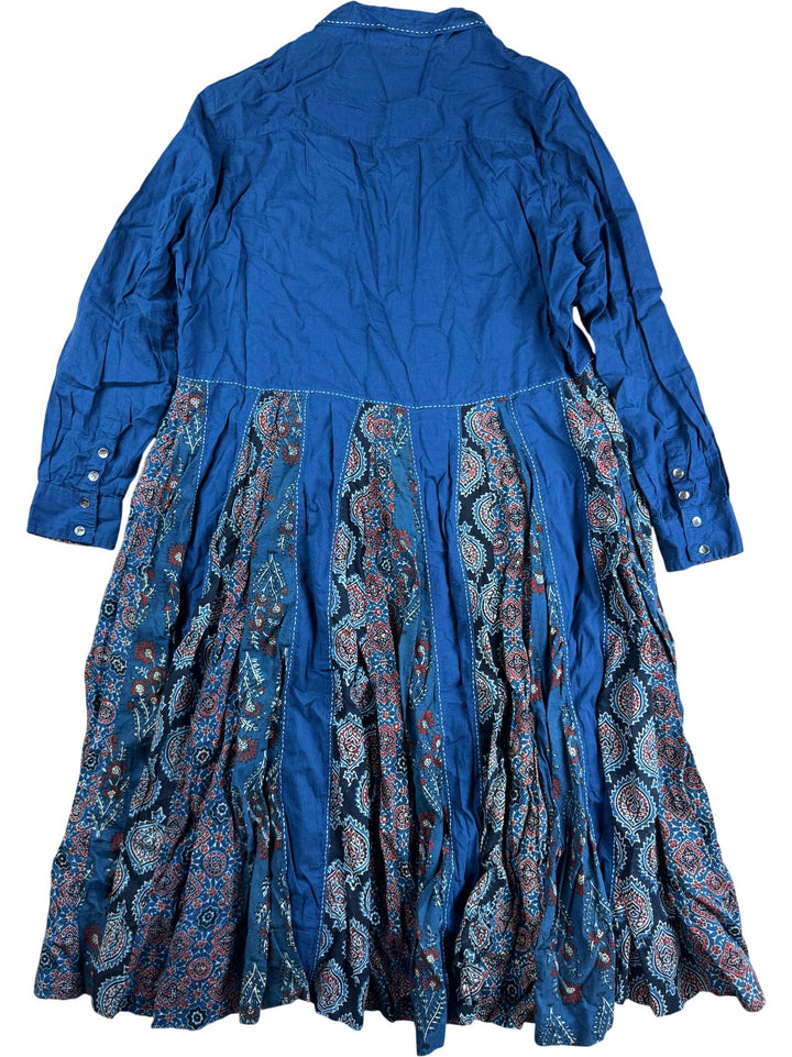 East Blue Patterned Long Sleeve Dress - L