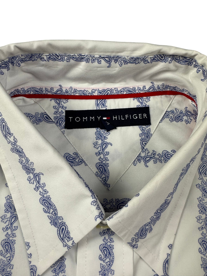 Tommy Hilfiger Blue Striped Short Sleeve Shirt - L