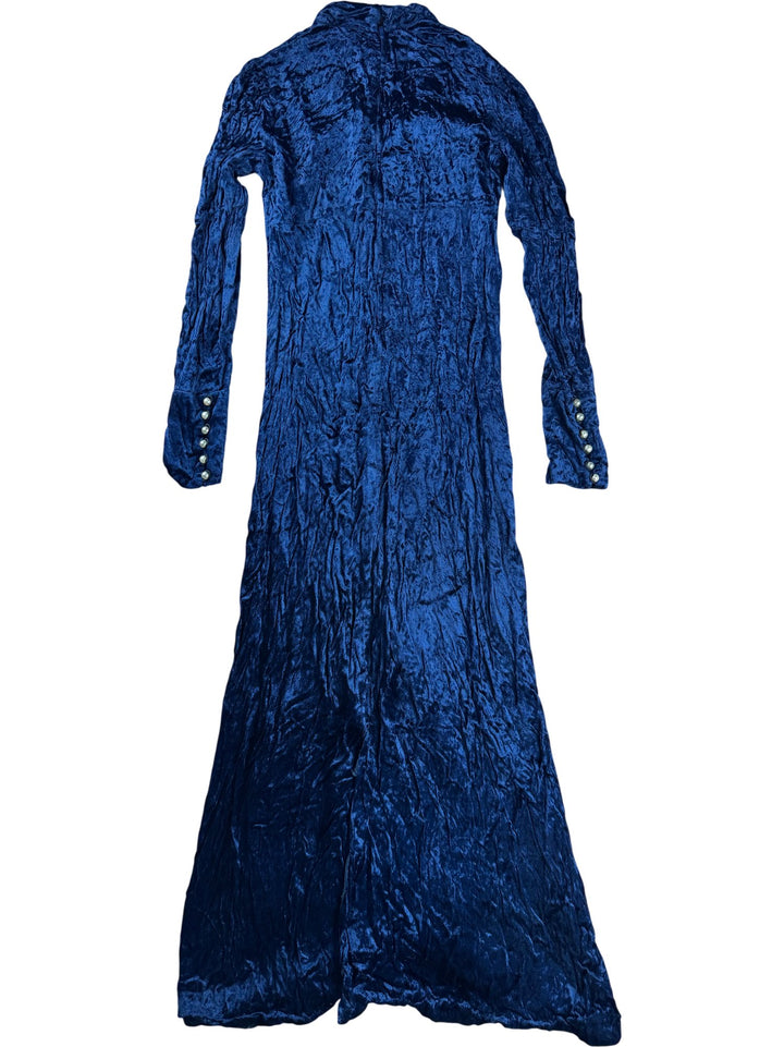 Vintage Blue Velvet Maxi Dress - S