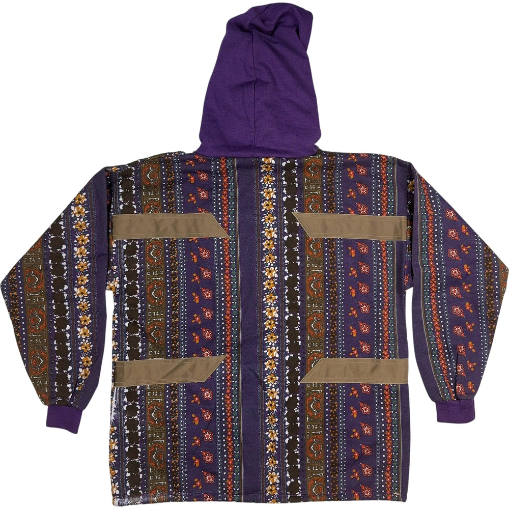 Multicolor Striped Hoodie with Floral Patterns - Think Vintage