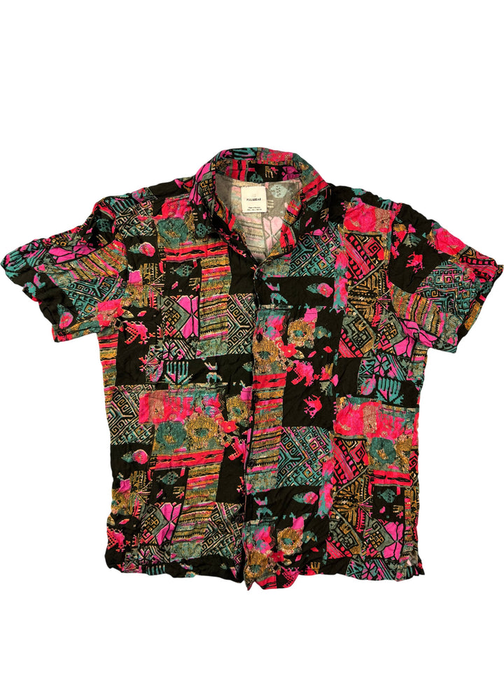 Pull & Bear Multicolour Patterned Short Sleeve Shirt - L