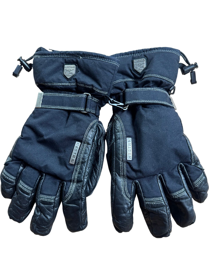 Hestra Black Leather and Polyamide Gloves - L