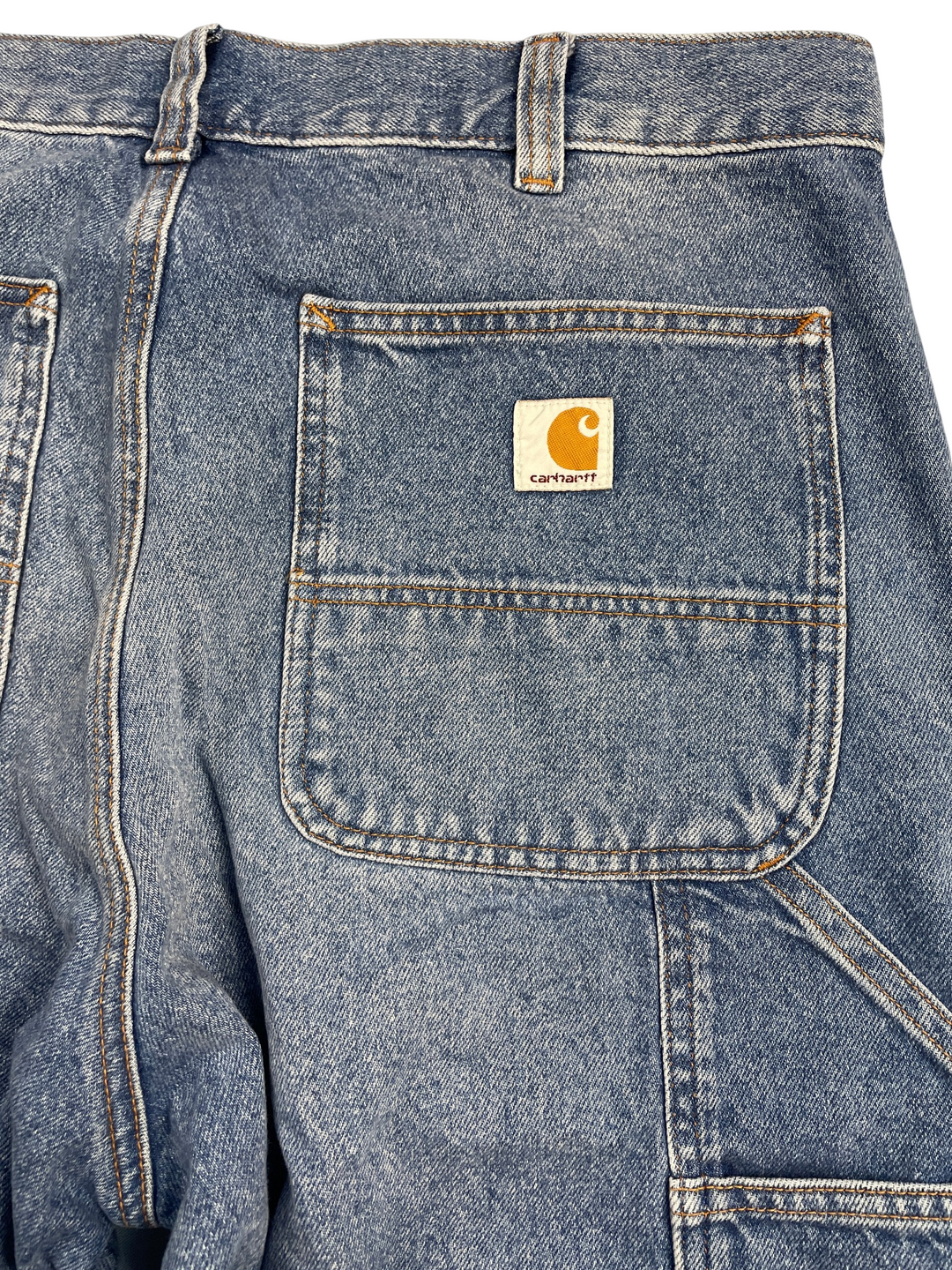Carhartt Light Wash Denim Workwear Loose Fit Cargo Jeans - Think Vintage