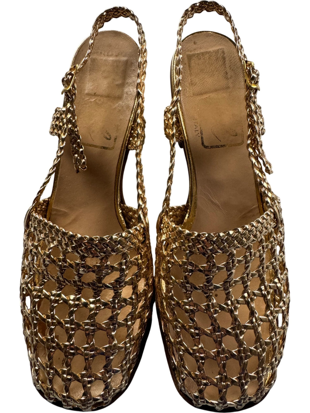 Gold Braided Slingback Sandals