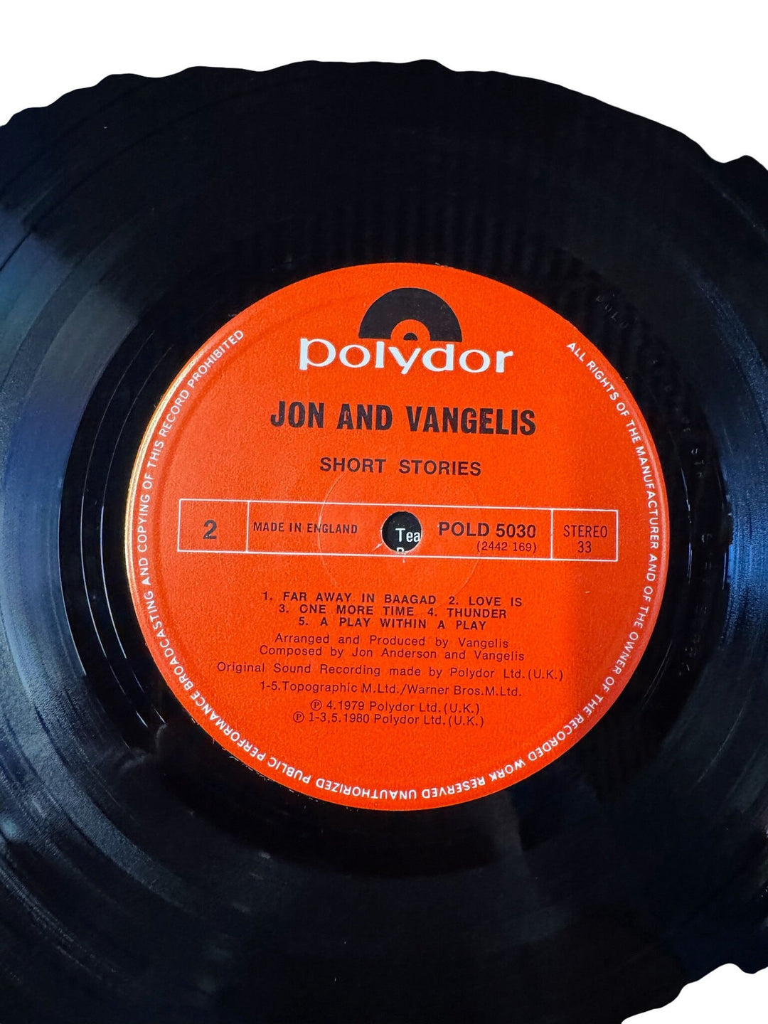 Jon and Vangelis Short Stories Vinyl Record - Good