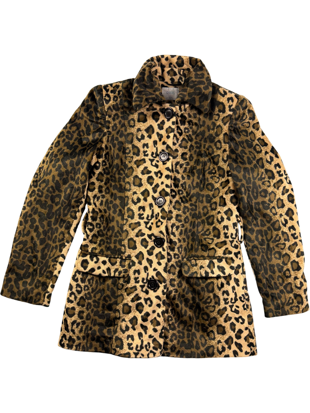 Oasis Leopard Print Jacket - S - Think Vintage