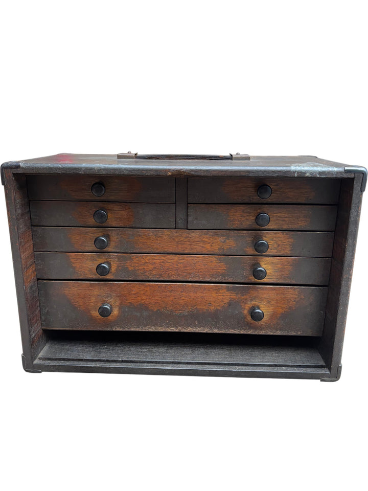 Vintage Wooden Tool Cabinet With Drawers - Think Vintage