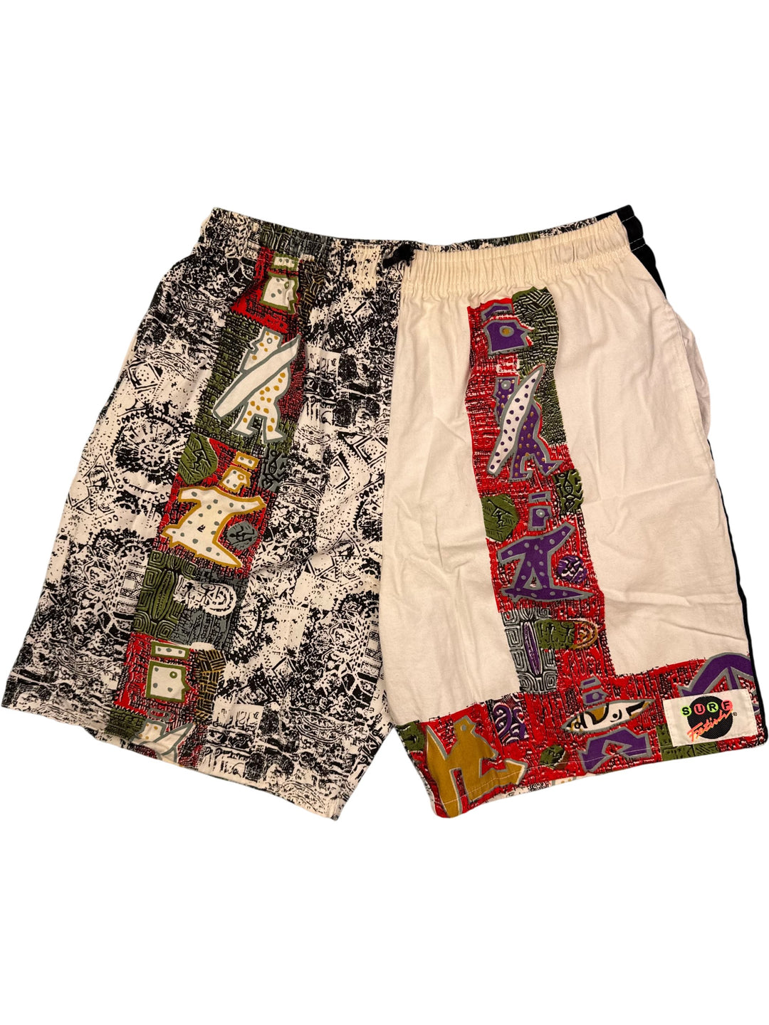 Multi-Coloured Abstract Print Shorts - M - Think Vintage