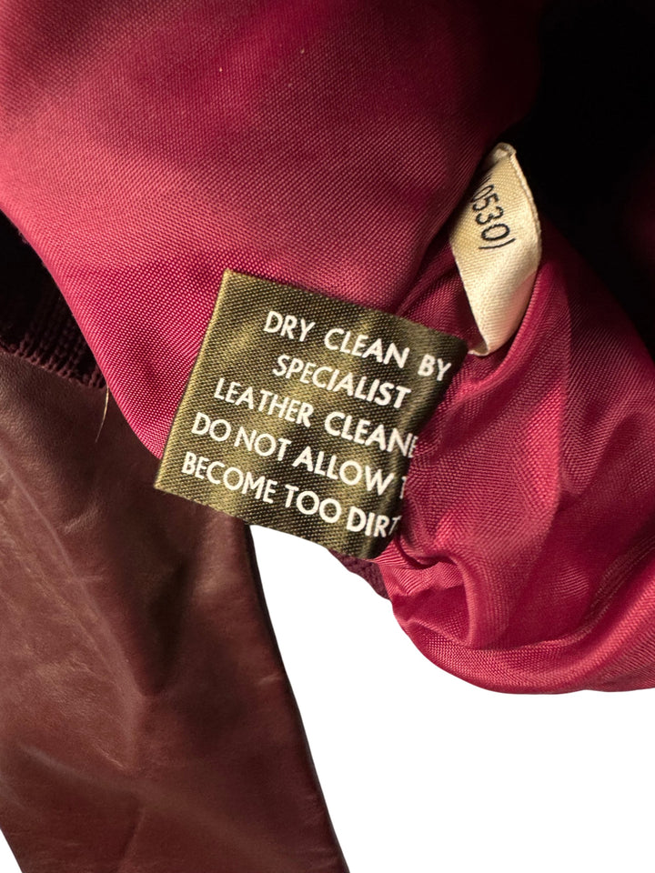 John Lee Burgundy Leather Bomber Jacket - L