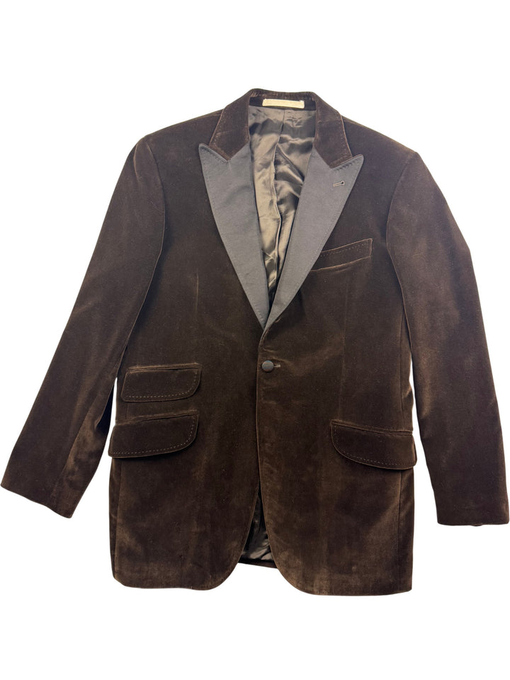 Brown Velvet Suit Jacket - 40R - Think Vintage