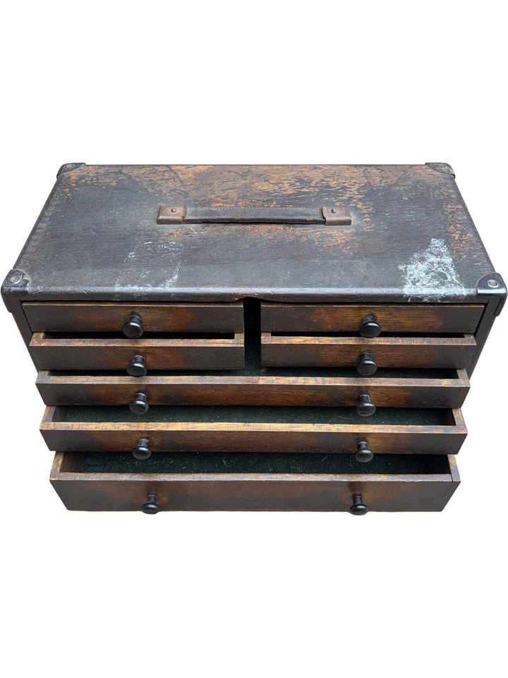 Vintage Wooden Tool Cabinet With Drawers - Think Vintage