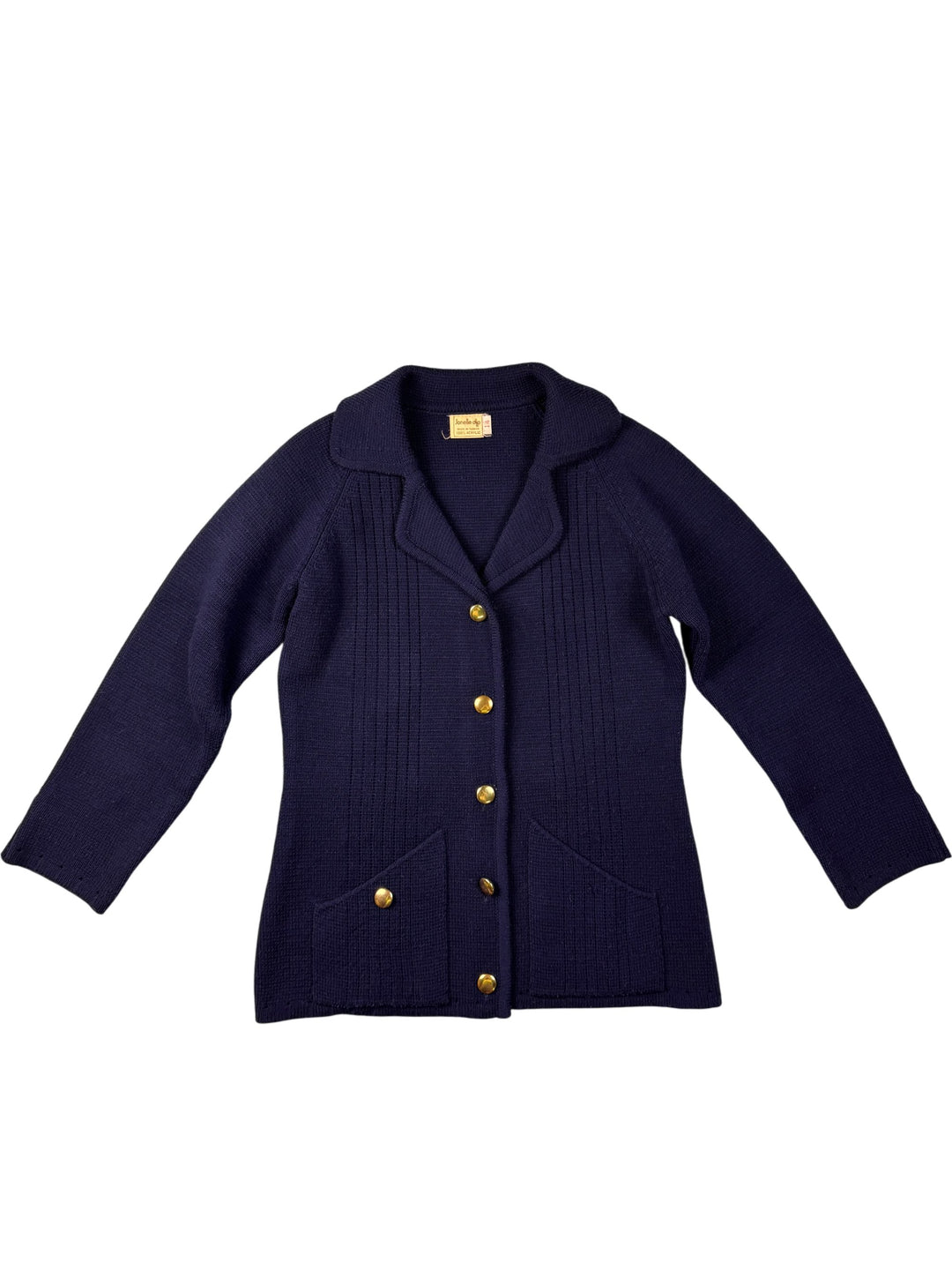 Jonelle Navy Acrylic Cardigan - Think Vintage