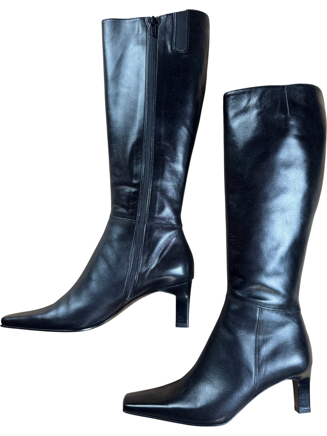 Caparrini Black Leather High Heeled Boots - 3.5
