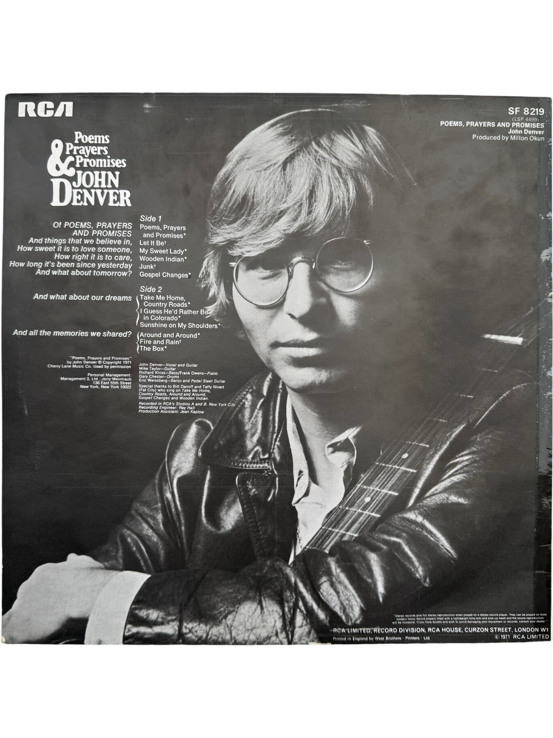 John Denver Poems Prayers & Promises Vinyl- Very Good