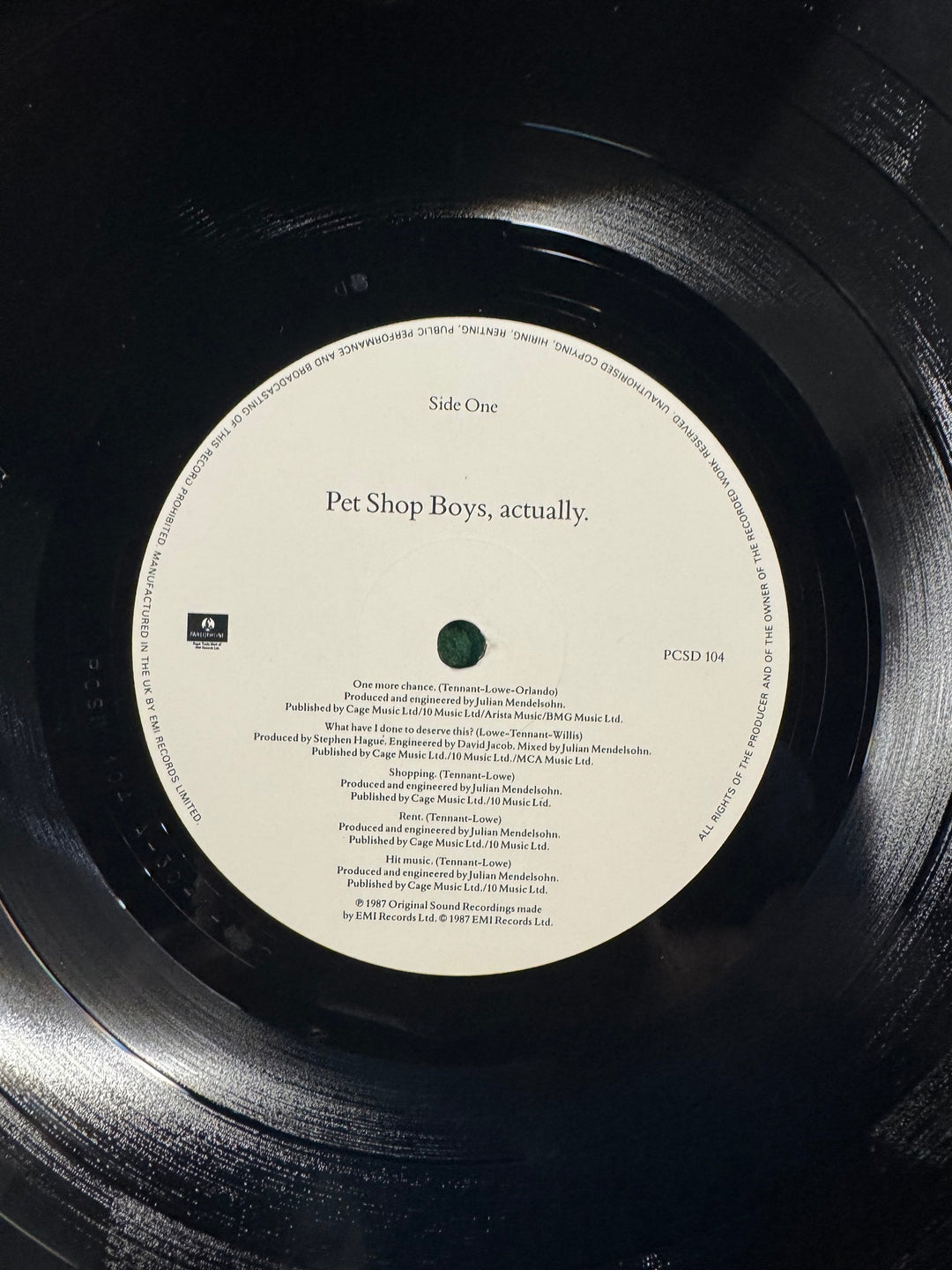 Pet Shop Boys Actually Vinyl Record - Think Vintage