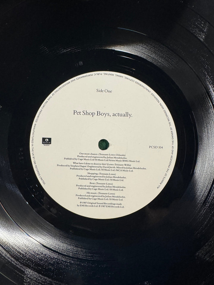 Pet Shop Boys Actually Vinyl Record - Think Vintage