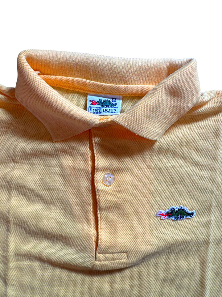 1980s Sears Yellow Polo Shirt with Embroidered Logo - Age 9/10