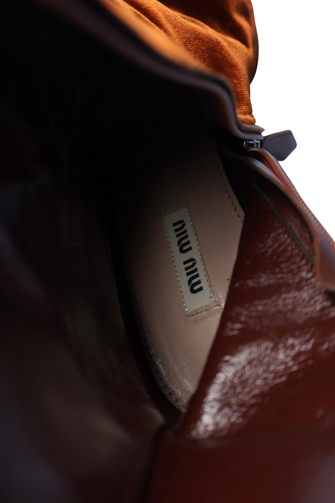 Miu Miu Velvet Ankle Boots with Zipper Brown and Green - 4 - Think Vintage