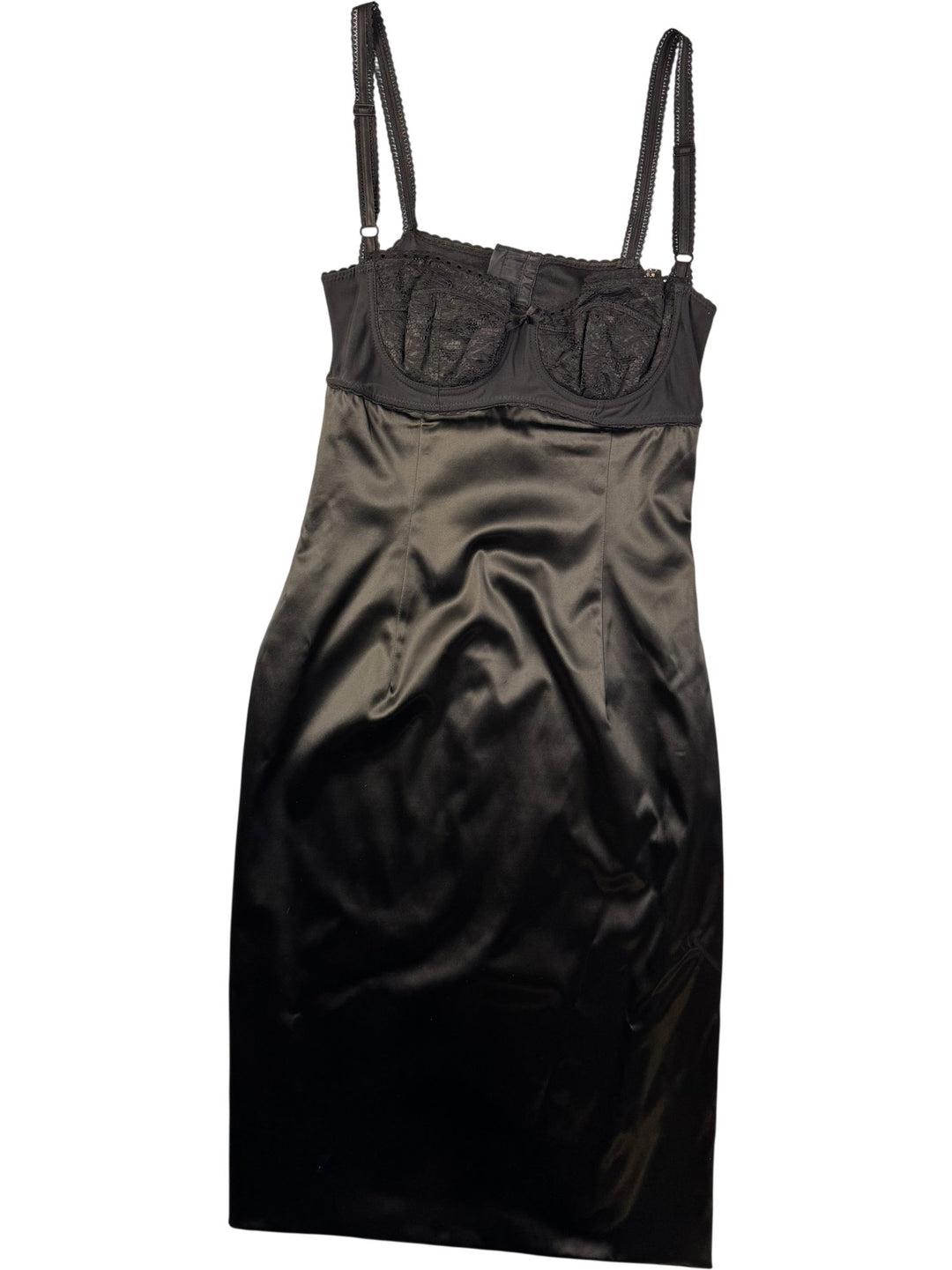 Dolce & Gabbana Black Satin Bustier Dress - XS