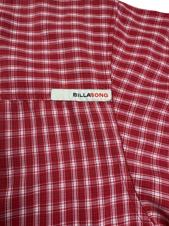 Billabong Red Checkered Short Sleeve Shirt - M