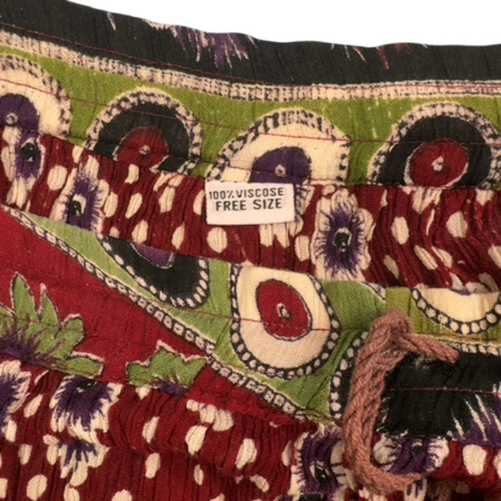 Patterned Viscose Drawstring Skirt - ONE SIZE - Think Vintage