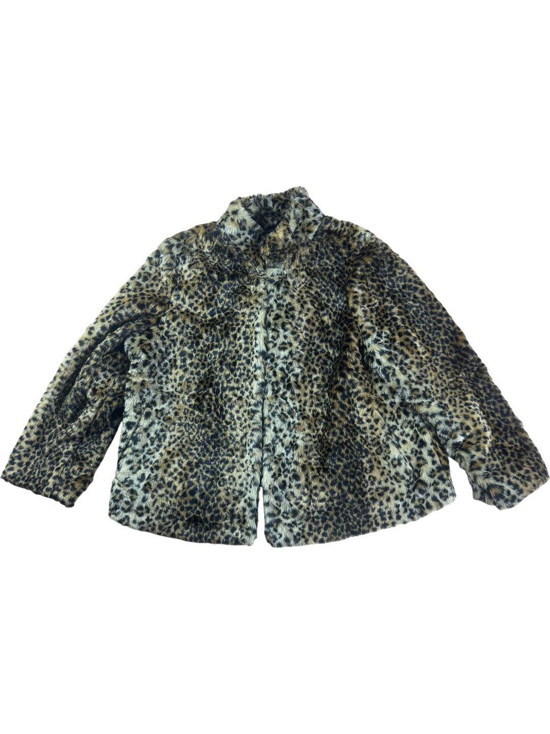 Leopard Print Faux Fur Jacket - L