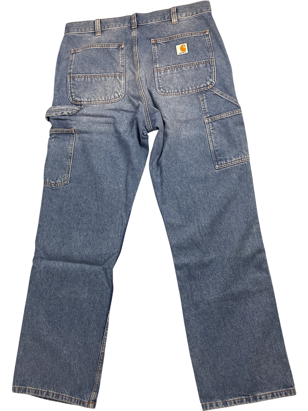 Carhartt Light Wash Denim Workwear Loose Fit Cargo Jeans - Think Vintage