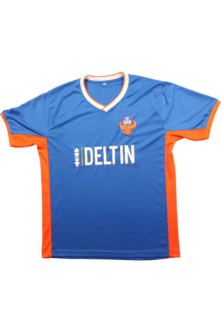 FC Goa Sports T-Shirt Blue and Orange - M - Think Vintage