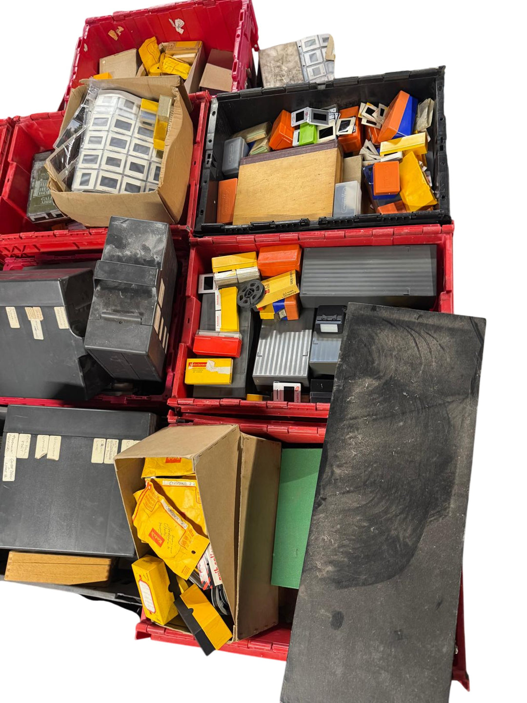 30+ Packing boxes of an unchecked collection of Photographic Slides & Cine Films - Think Vintage