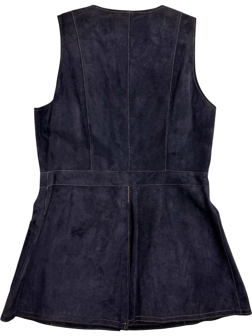 1970s The Gaye Six Navy Suede Waistcoat - Think Vintage