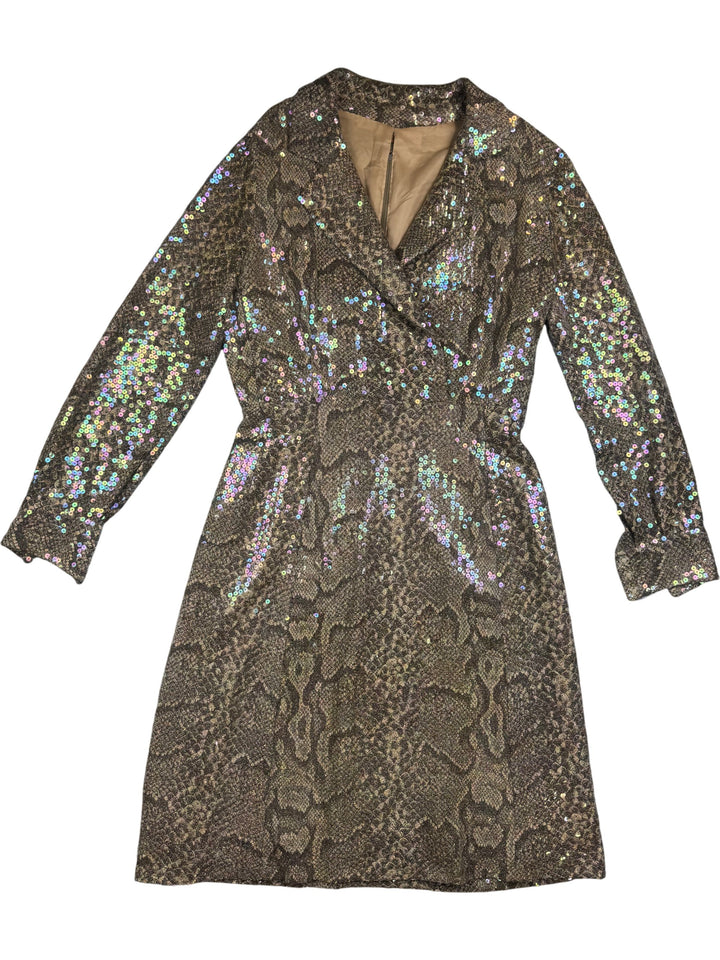 Sequin Long Sleeve Dress - L